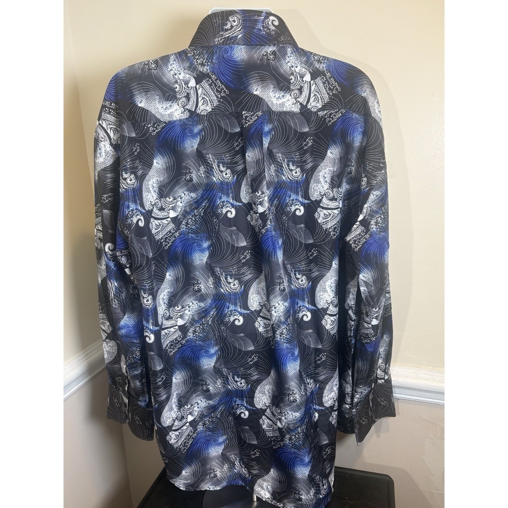 DANIEL ELLISSA 4XL Black/Blue/White Bold print mens long sleeve shirt - Picture 4 of 6
